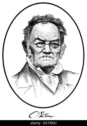 Carl oder Karl Ritter, 1779 – 1859, Mitbegründer der wissenschaftlichen Geographie, Portait von Carl Oder Karl Ritter (1779 – 1859), Mitbegründe Stockfoto