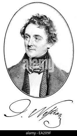 Johann Nepomuk Eduard Ambrosius Nestroy, 1801-1862, österreichischer Schauspieler, Sänger, Dramatiker und Satiriker der beliebte Wiener Stockfoto