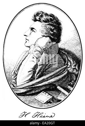 Porträt von Christian Johann Heinrich Heine, 1797-1856, deutscher Dichter, Schriftsteller und Journalist, Porträt von Christian Johann He Stockfoto