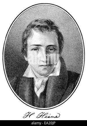 Porträt von Christian Johann Heinrich Heine, 1797-1856, deutscher Dichter, Schriftsteller und Journalist, Porträt von Christian Johann He Stockfoto