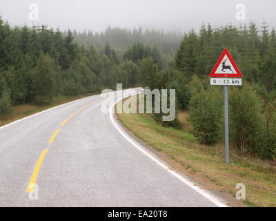 Animal Crossing Verkehrszeichen in lappland Stockfoto