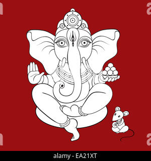 Lord Ganesha handgezeichnete Abbildung. Stockfoto