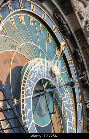 Astronomischen Turmuhr in Prag, Tschechien - Detail von dem Hauptzifferblatt Stockfoto
