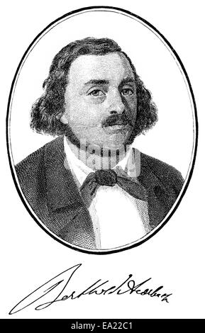 Berthold Auerbach oder Moses Baruch Auerbacher, 1812-1882, ein deutscher Schriftsteller, Porträt von Berthold Auerbach Oder Moses Baruch Aue Stockfoto