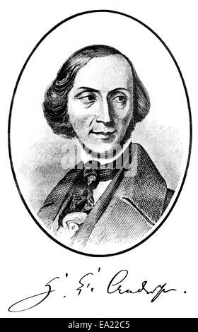 Hans Christian Andersen, 1805-1875, dänischer Dichter und Schriftsteller, Porträt von Hans Christian Andersen, 1805-1875, Ein Dänischer Stockfoto
