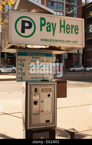 Gerät, um Geld zu sammeln, auf dem Parkplatz in Toronto Kanada Stockfoto