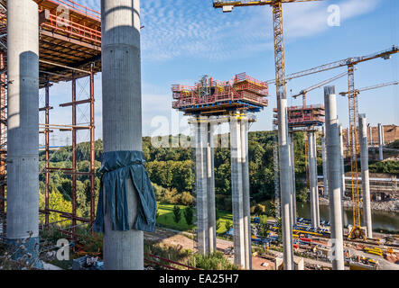 Bau der Lahntalbrücke bei Limburg / Lahn Stockfoto