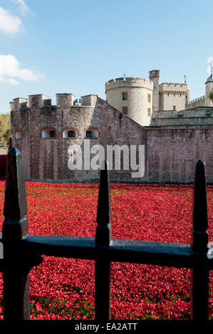 Tower von London Mohnblumen Kunst Ausstellung 2014 Stockfoto