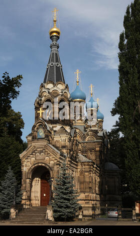 Russische orthodoxe St. Simeon-Kirche in Dresden, Sachsen, Deutschland. Die Russisch-orthodoxe Kirche Saint Simeon Stylit gewidmet Stockfoto