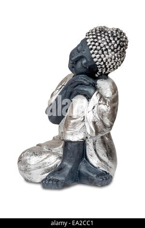 Rutschgefahr Buddha schwarz isoliert in weiß mit Beschneidungspfad Stockfoto