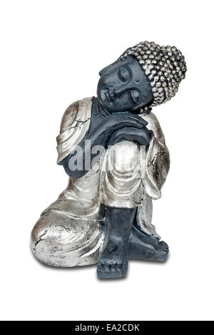 Rutschgefahr Buddha schwarz isoliert in weiß mit Beschneidungspfad Stockfoto