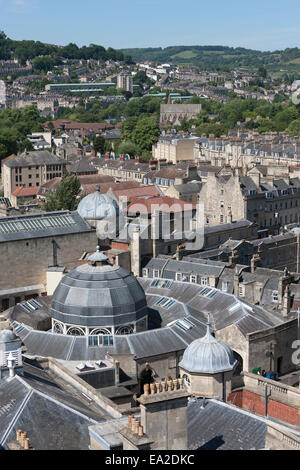 Panoramablick über die Stadt vom Turm Bath Abbey in Bath, Somerset Stockfoto