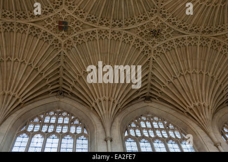 Die schöne und zarte Fan gewölbte Decke des Bath Abbey in Bath, Somerset Stockfoto