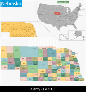 Nebraska-Karte Stockfoto