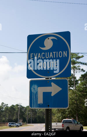 Zeichen zeigen Rettungsweg in Myrtle Beach, South Carolina. Stockfoto