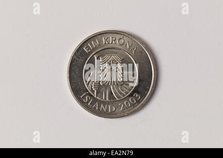 Eine isländische Krone (ISK) Münze. Stockfoto