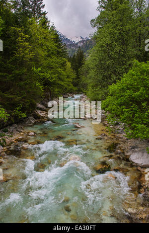Soča im Soca-Tal, Nationalpark Triglav (Triglavski Narodni Park), Julischen Alpen, Slowenien, Europa Stockfoto