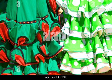 Traditionelle spanische Kleid, jährliche Pferdemesse, Jerez De La Frontera, Provinz Cadiz, Andalusien, Spanien, Europa Stockfoto