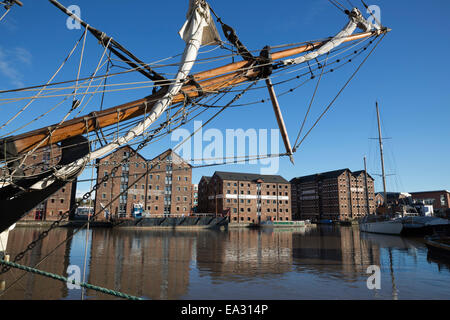 Ehemaligen Lagerhallen, Gloucester Quays, Gloucester, Gloucestershire, England, Vereinigtes Königreich, Europa Stockfoto