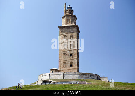 Herkules-Turm, der älteste römische Leuchtturm gebräuchlich heute UNESCO-Weltkulturerbe, A Corun¬±a, Galizien, Spanien, Europa Stockfoto