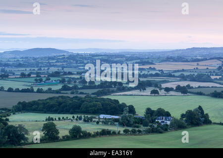 Der Blick über die Blackmore Vale von Hambledon Hill in Dorset, England, Vereinigtes Königreich, Europa Stockfoto