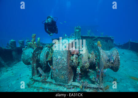 Wrack-Tauchen am Wrack Hamel in Bahamas, Westindien, Mittelamerika Stockfoto