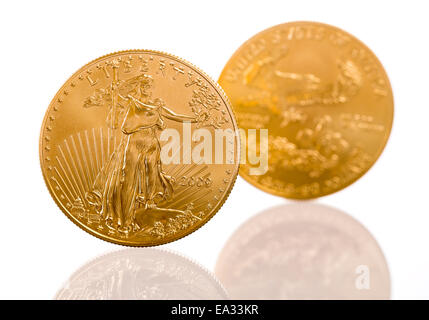 Sammlung von 1 Unze gold Münzen Stockfoto