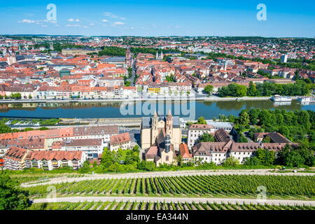 Blick über Würzburg von Festung Marienberg, Franken, Bayern, Deutschland, Europa Stockfoto