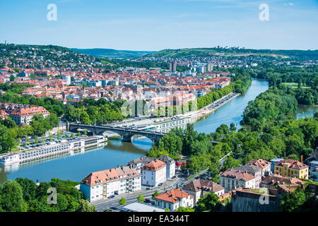 Blick über Würzburg von Festung Marienberg, Franken, Bayern, Deutschland, Europa Stockfoto