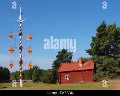 Midsommarstång auf Aland, Open-Air-museum Stockfoto