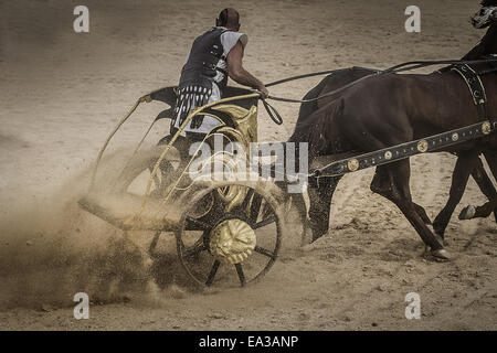 Führende, Gladiator in römischen Streitwagen Stockfoto