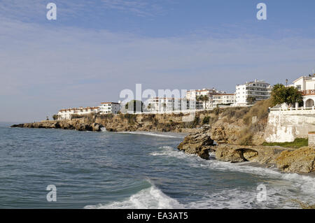 Playa El salón, Strand, Nerja, Spanien Stockfoto