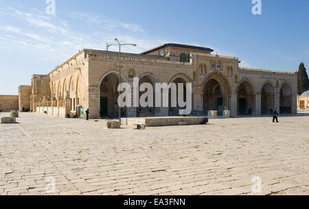 Die Al-Aqsa-Moschee auf dem Tempelplatz in Jerusalem nach religiösen Kämpfe zwischen Muslimen und der israelischen Polizei Stockfoto