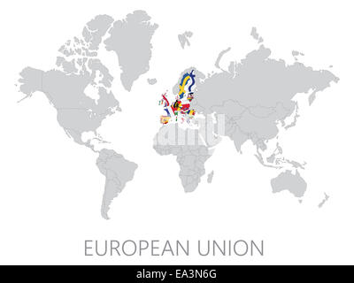 Europäischen Union auf Weltkarte Stockfoto