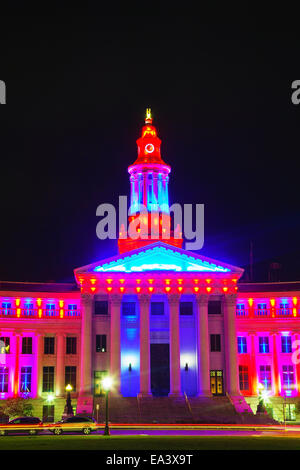 Denver Rathaus bei Nacht Stockfoto