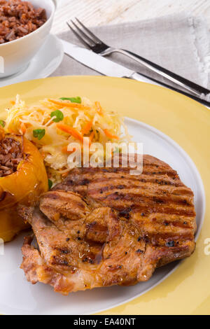 Steak mit Reis gefüllte Paprika Stockfoto