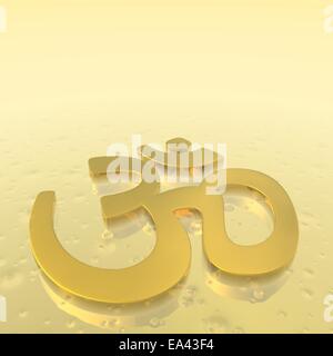 Goldenes Symbol Aum - 3D render Stockfoto