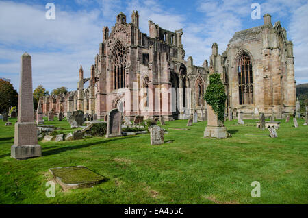Melrose Abbey in den Scottish Borders Stockfoto
