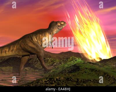 Aussterben der Dinosaurier - 3D render Stockfoto