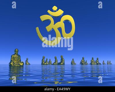 AUM-Meditation - 3D render Stockfoto