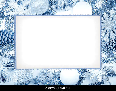 Weihnachten-Frame in kalten Tönen für Grußkarte Stockfoto