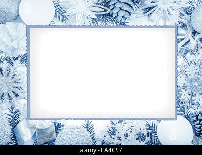 Weihnachten-Frame in kalten Tönen für Grußkarte Stockfoto