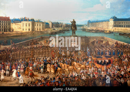 Louis XIV - Sun King 1638 – 1690 Frankreich überqueren die Pont Neuf von Adam Frans van der Meulen 1632 –1690 flämischen Barock belgischen Stockfoto