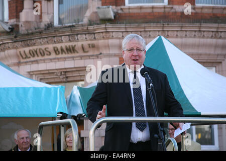 Patrick mcloughlin mp eine Rede in Loughborough Stockfoto