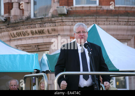 Patrick mcloughlin mp eine Rede in Loughborough Stockfoto