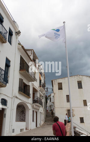 Gebäude am Strand in Calella de Palafrugell, Girona, Spanien Stockfoto