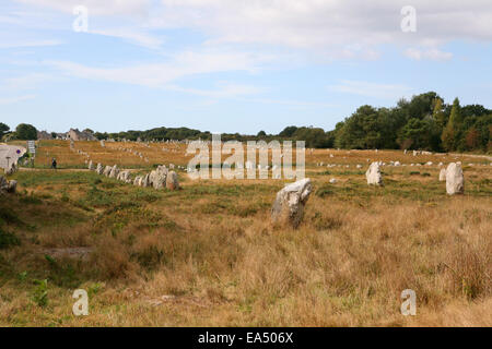 Menhir Ausrichtungen von Menec in der Nähe von Carnac Frankreich Stockfoto