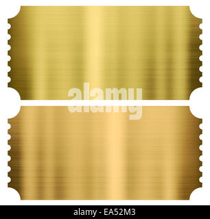 Gold-Kino oder Theater tickets Satz isoliert Stockfoto