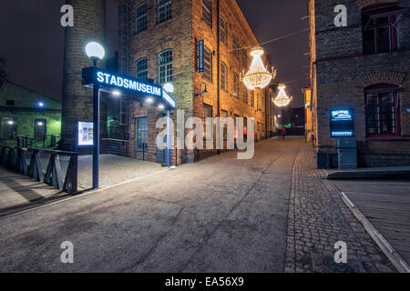 Weihnachtliche Atmosphäre in die alte Industrielandschaft von Norrköping, Schweden Stockfoto