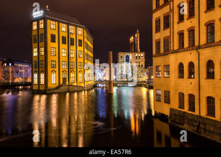 Weihnachtliche Atmosphäre in die alte Industrielandschaft von Norrköping, Schweden Stockfoto